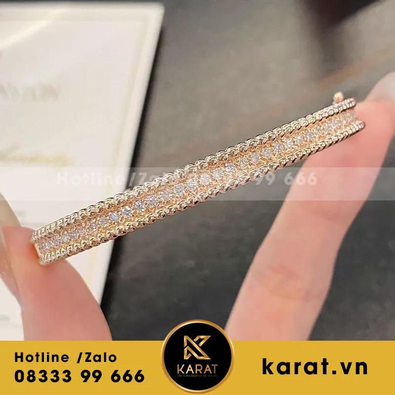 Lắc tay van cleef vàng hồng 18k - Ảnh 3