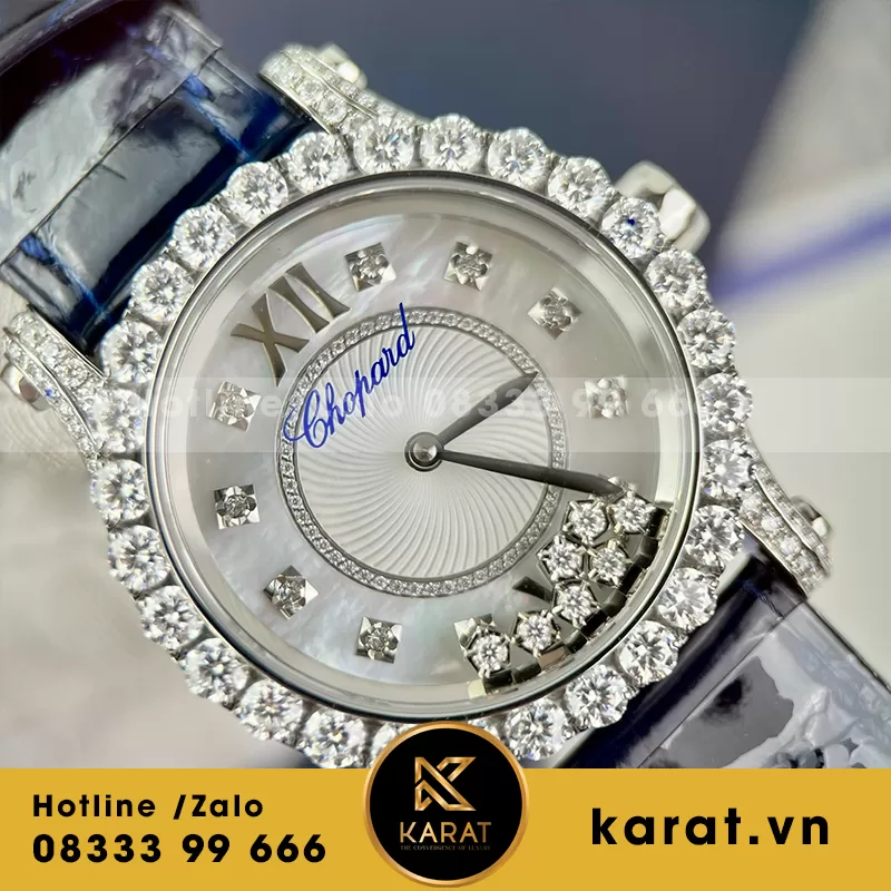 Đồng hồ nữ chopard độ kim cương moissanite hongkong - Ảnh 3