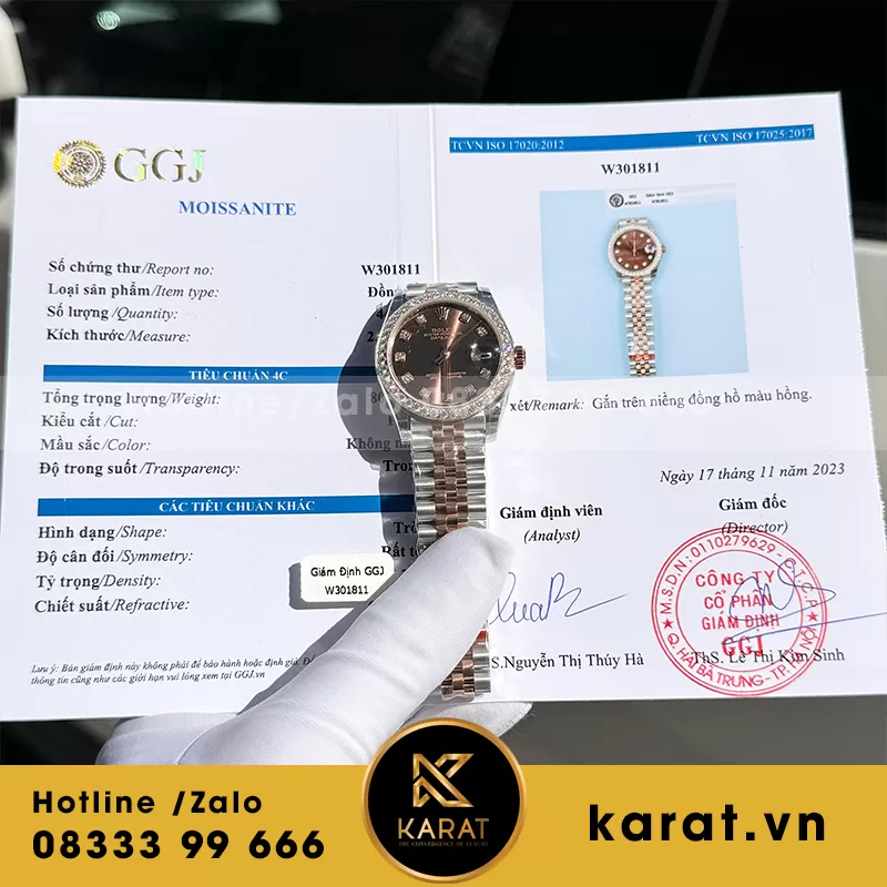 Rolex datejust nữ 31mm chocolate dial Viền moissanite - Ảnh 3