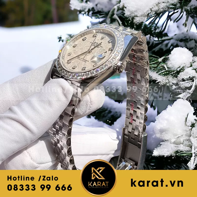 Đồng hồ datejust 36-41mm độ mặt thiên thạch viền moissanite - Ảnh 3