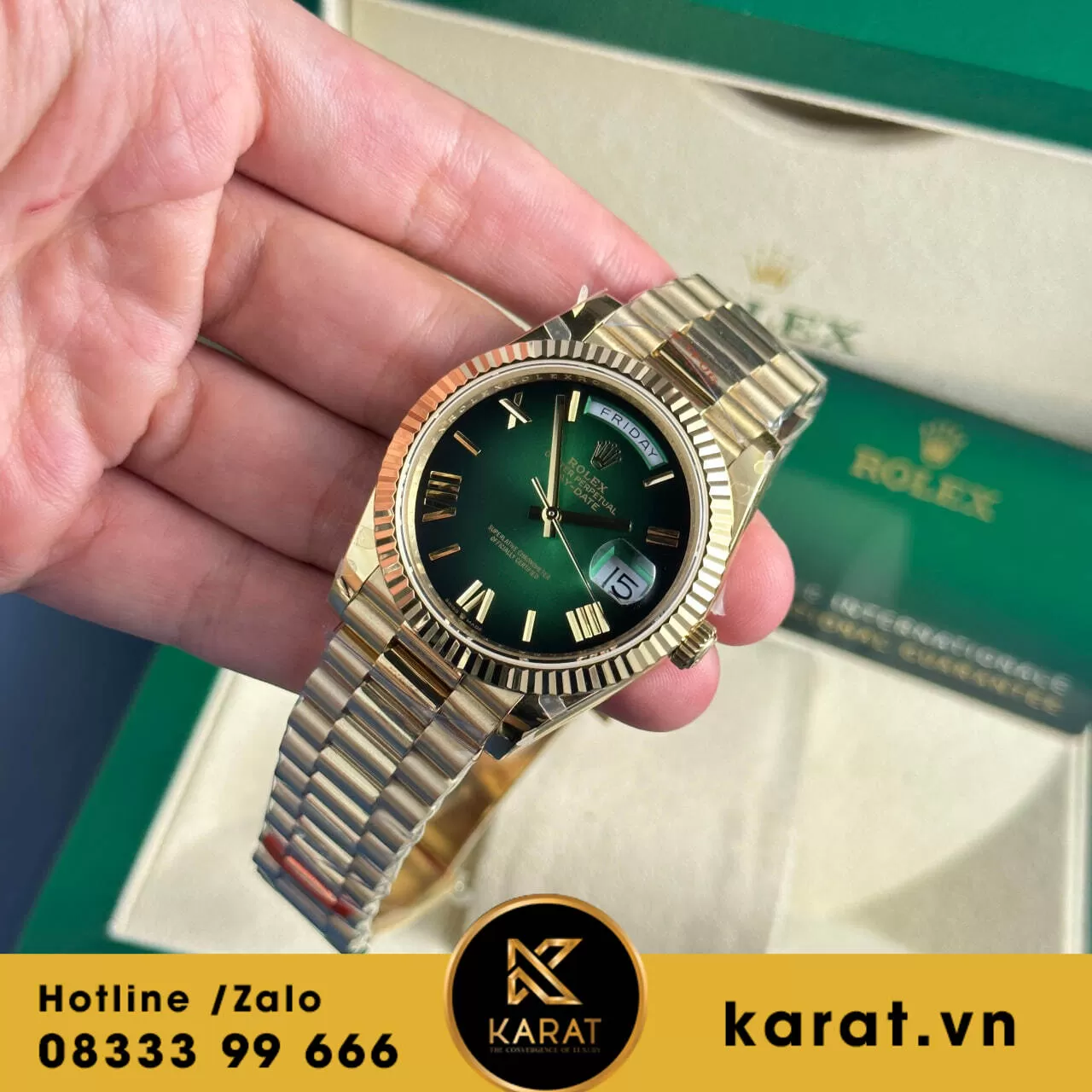 Đồng hồ Rolex Day-Date 40mm green dial 2024 - Ảnh 7