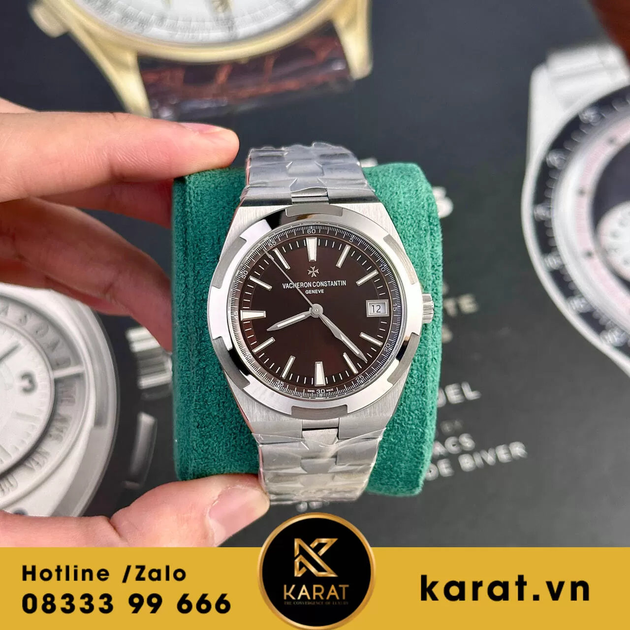 Đồng hồ Vacheron Constantin Overseas mặt nâu fake - Ảnh 11