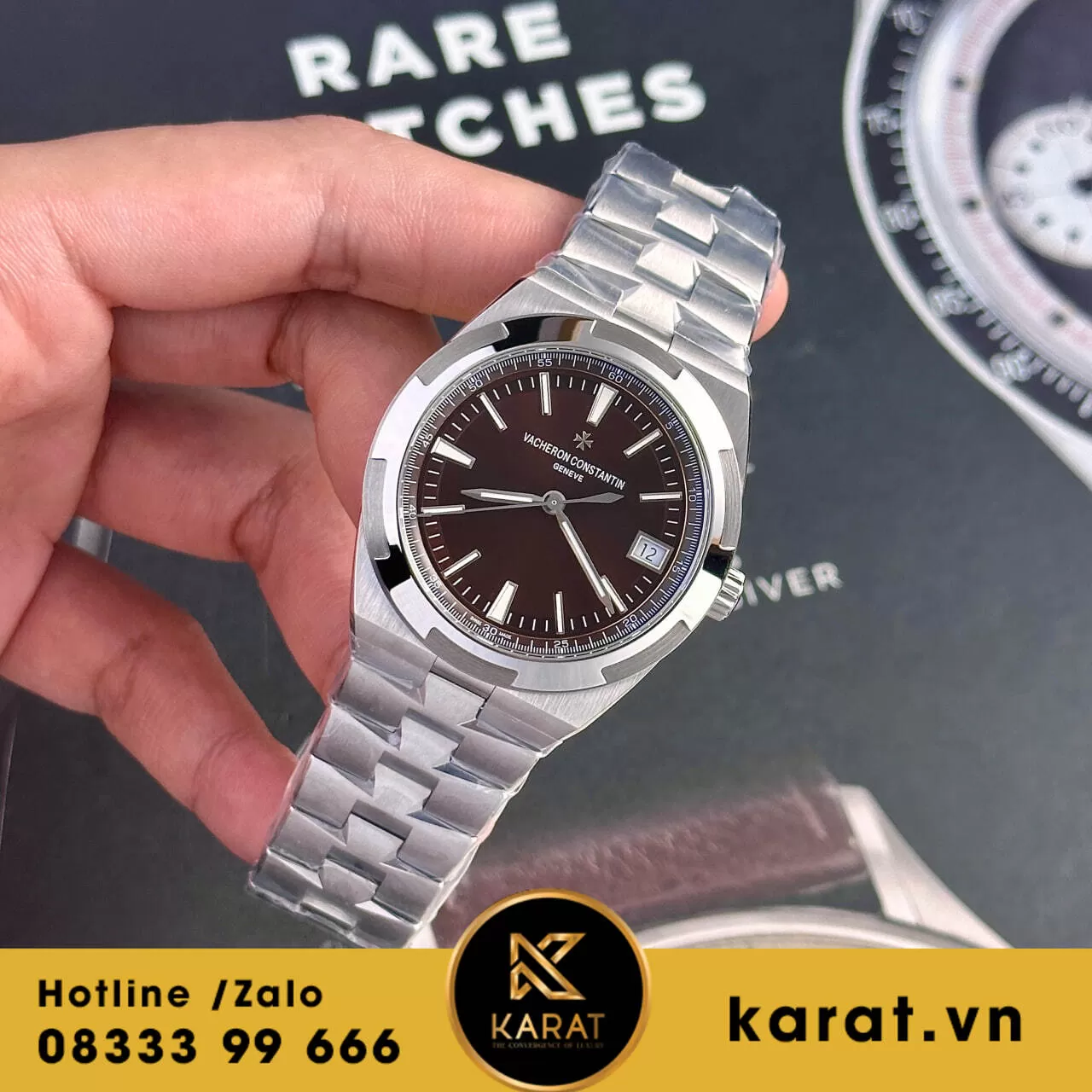 Đồng hồ Vacheron Constantin Overseas mặt nâu fake - Ảnh 8