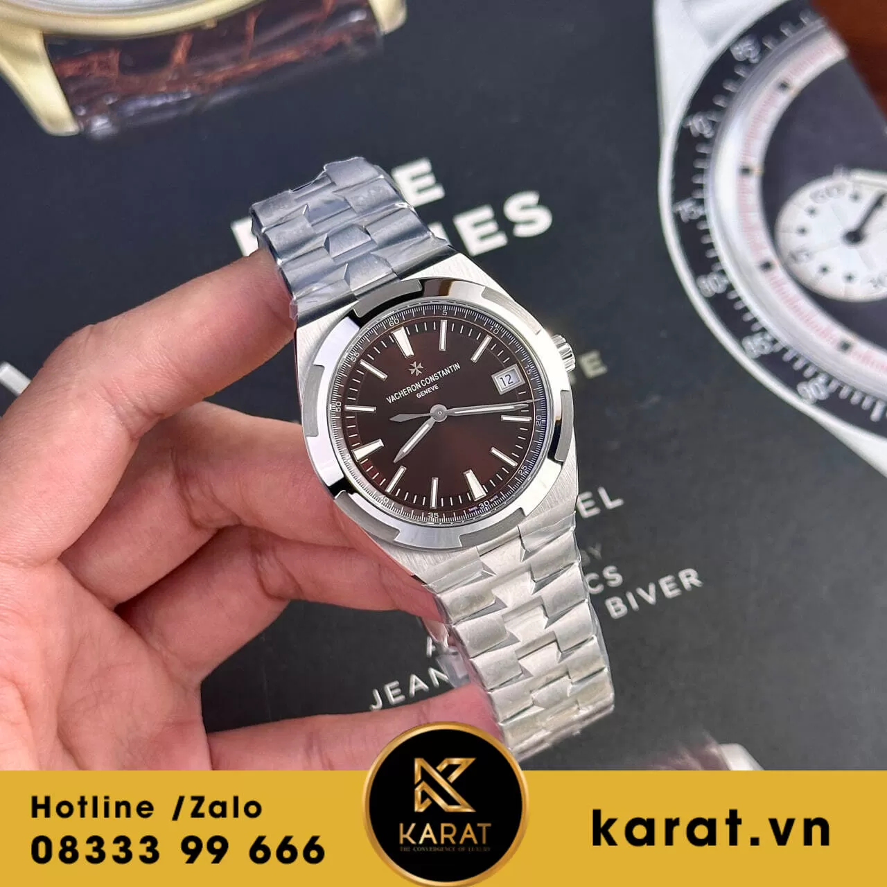 Đồng hồ Vacheron Constantin Overseas mặt nâu fake - Ảnh 7