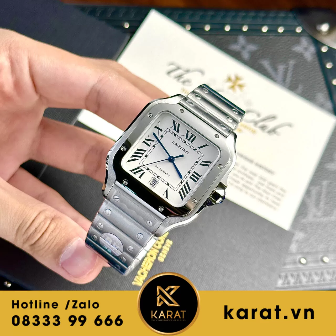 Đồng hồ cartier Santos mặt trắng 39.8mm rep 11 - Ảnh 10