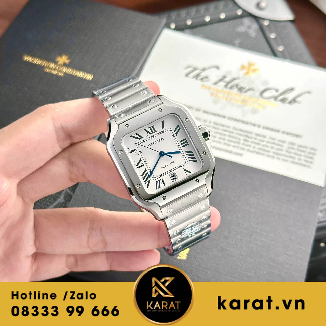 Đồng hồ cartier Santos mặt trắng 39.8mm rep 11 - Ảnh 7