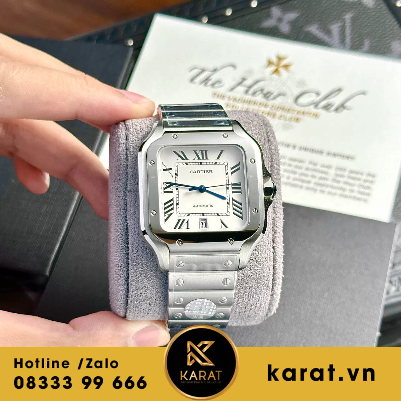 Đồng hồ cartier Santos mặt trắng 39.8mm rep 11 - Ảnh 4