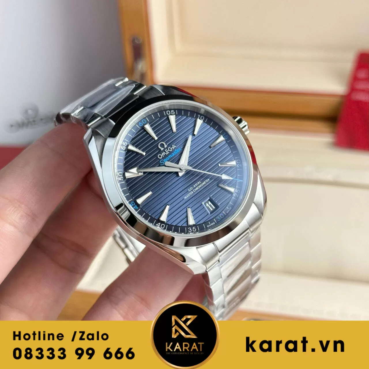 Đồng hồ Omega Seamaster Aqua Terra 150M mặt xanh dương fake - Ảnh 11