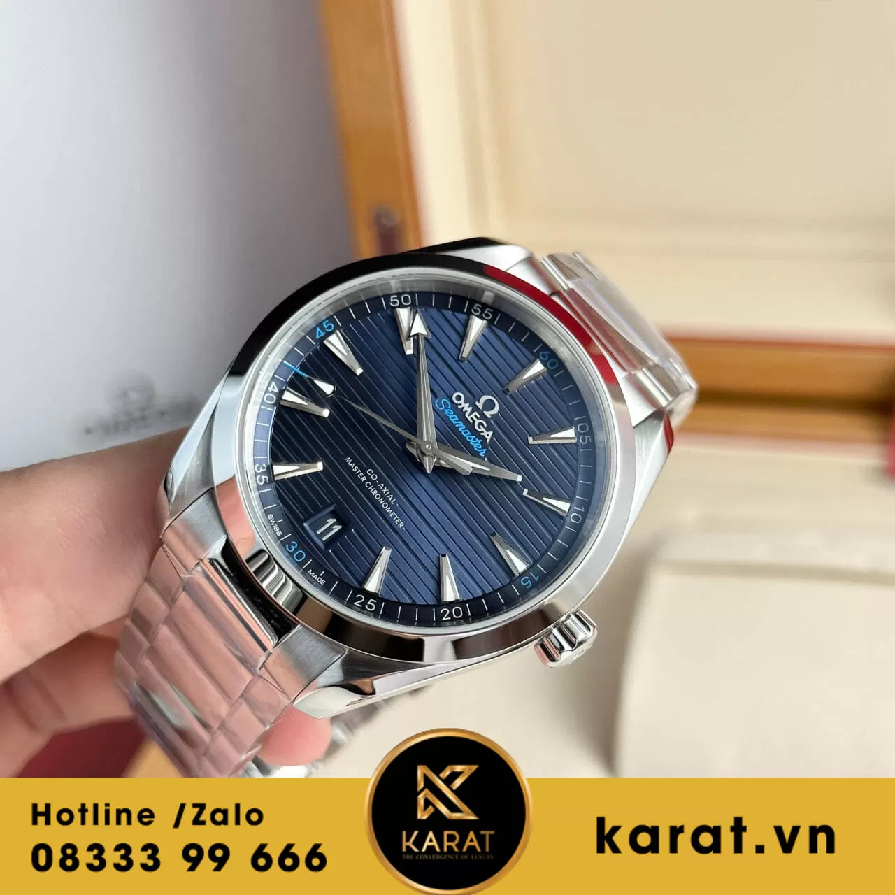 Đồng hồ Omega Seamaster Aqua Terra 150M mặt xanh dương fake - Ảnh 8