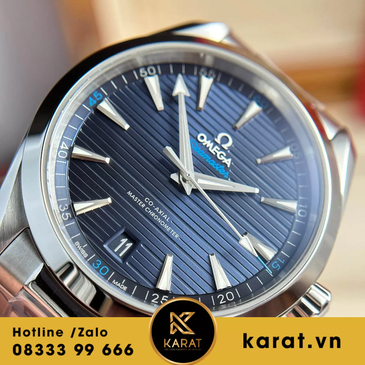 Đồng hồ Omega Seamaster Aqua Terra 150M mặt xanh dương fake - Ảnh 7
