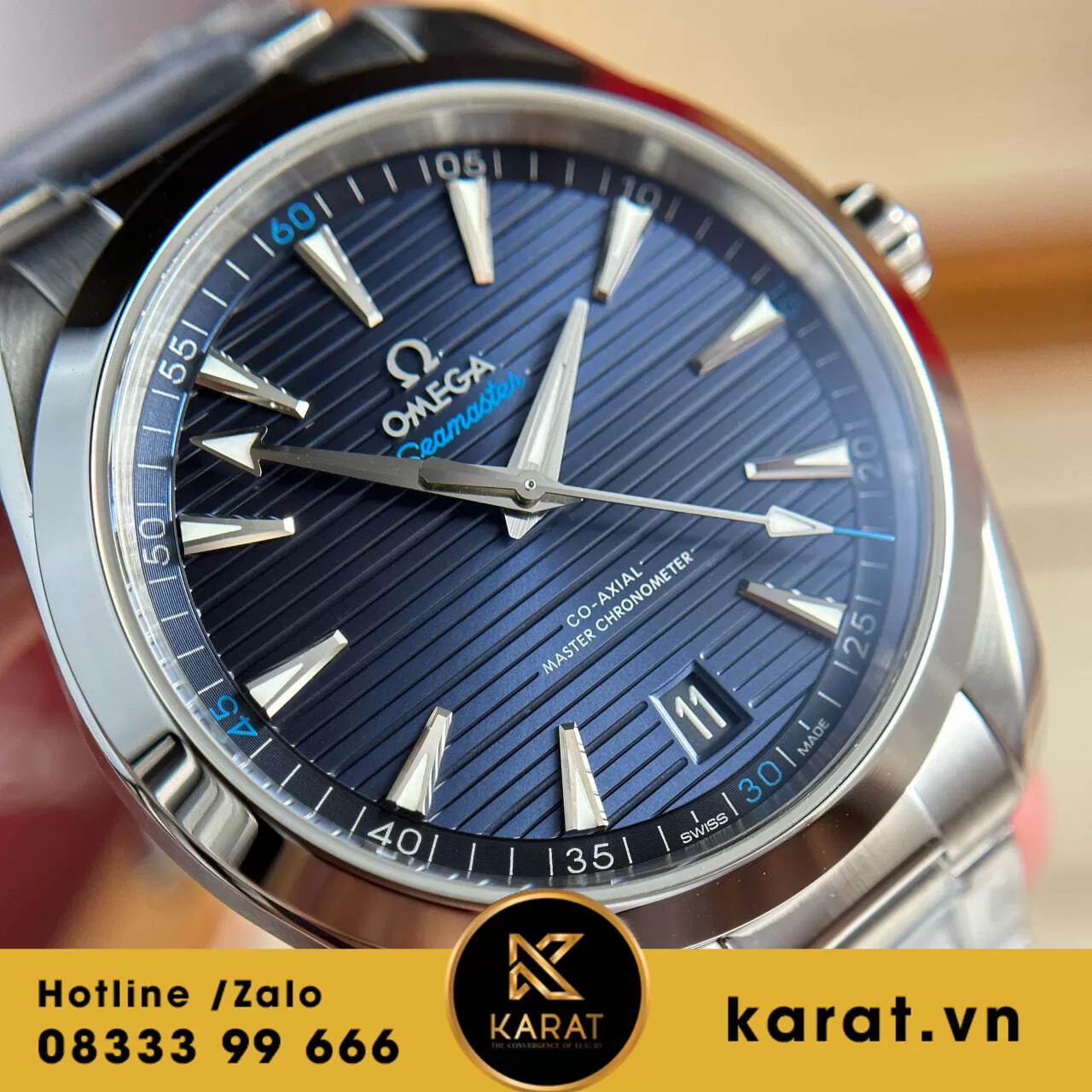 Đồng hồ Omega Seamaster Aqua Terra 150M mặt xanh dương fake - Ảnh 5