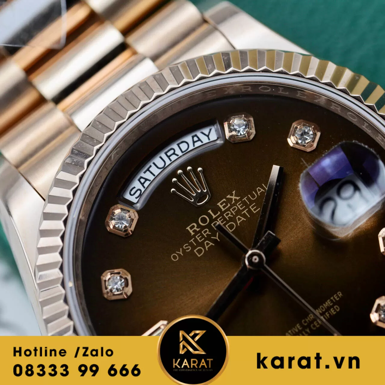 Đồng hồ rolex daydate 128235 bọc vàng bản nặng 135g rep 1:1 - Ảnh 12