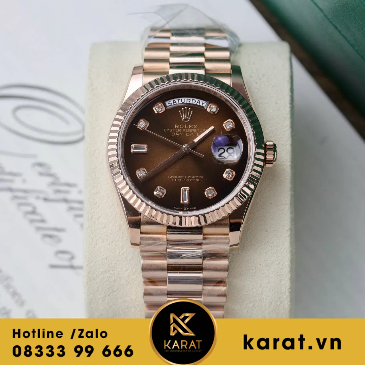 Đồng hồ rolex daydate 128235 bọc vàng bản nặng 135g rep 1:1 - Ảnh 4