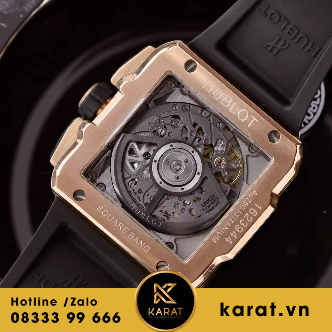 Đồng hồ Hublot Square Bang Unico king gold độ full moissanite - Ảnh 4