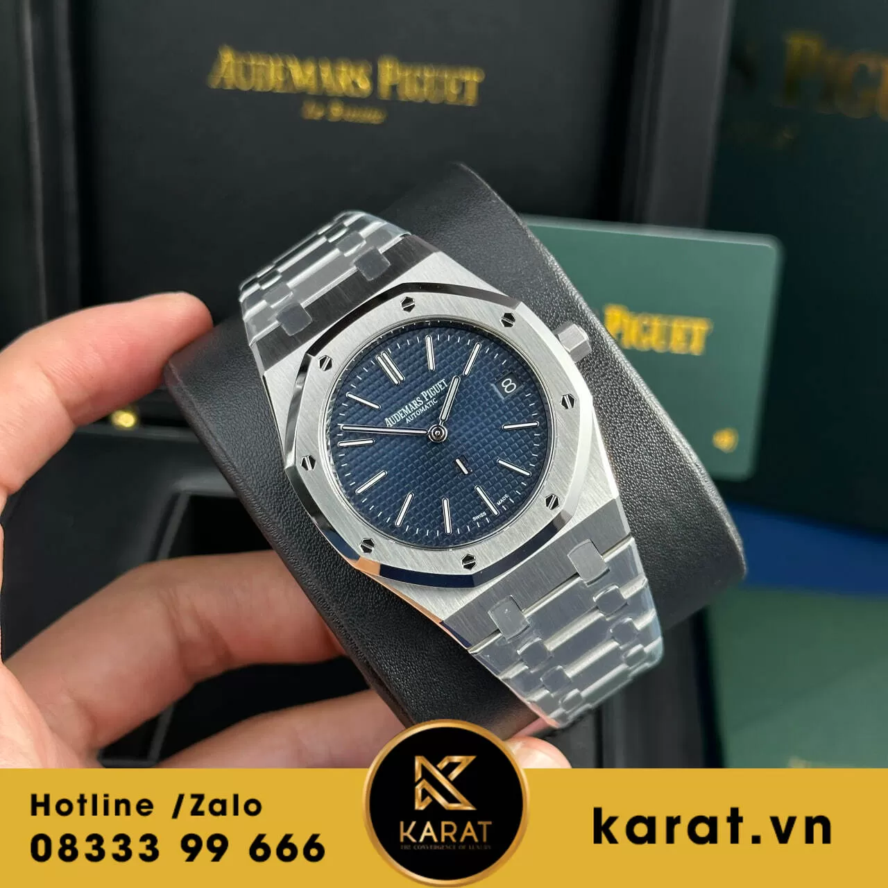 Audemars Piguet Royal Oak Jumbo Extra-thin 16202 blue dial replica - Ảnh 15