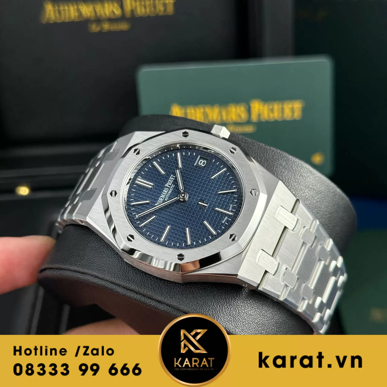 Audemars Piguet Royal Oak Jumbo Extra-thin 16202 blue dial replica - Ảnh 9