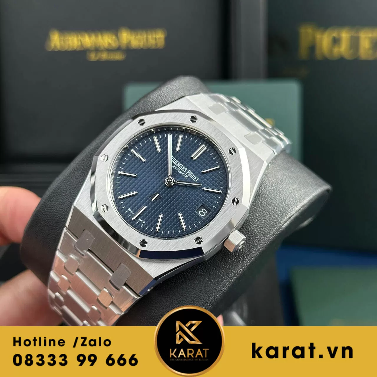 Audemars Piguet Royal Oak Jumbo Extra-thin 16202 blue dial replica - Ảnh 3