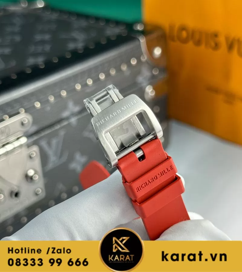 Đồng hồ nữ Richard mille RM 07-01 black carbon dây đỏ - Ảnh 7
