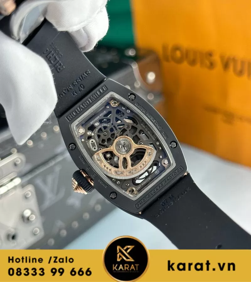 Đồng hồ nữ Richard mille RM 07-01 black carbon fake - Ảnh 10