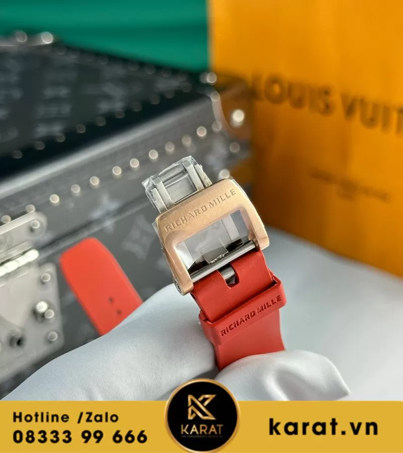Đồng hồ nữ Richard mille RM 07-01 black ceramic red strap replcia - Ảnh 5