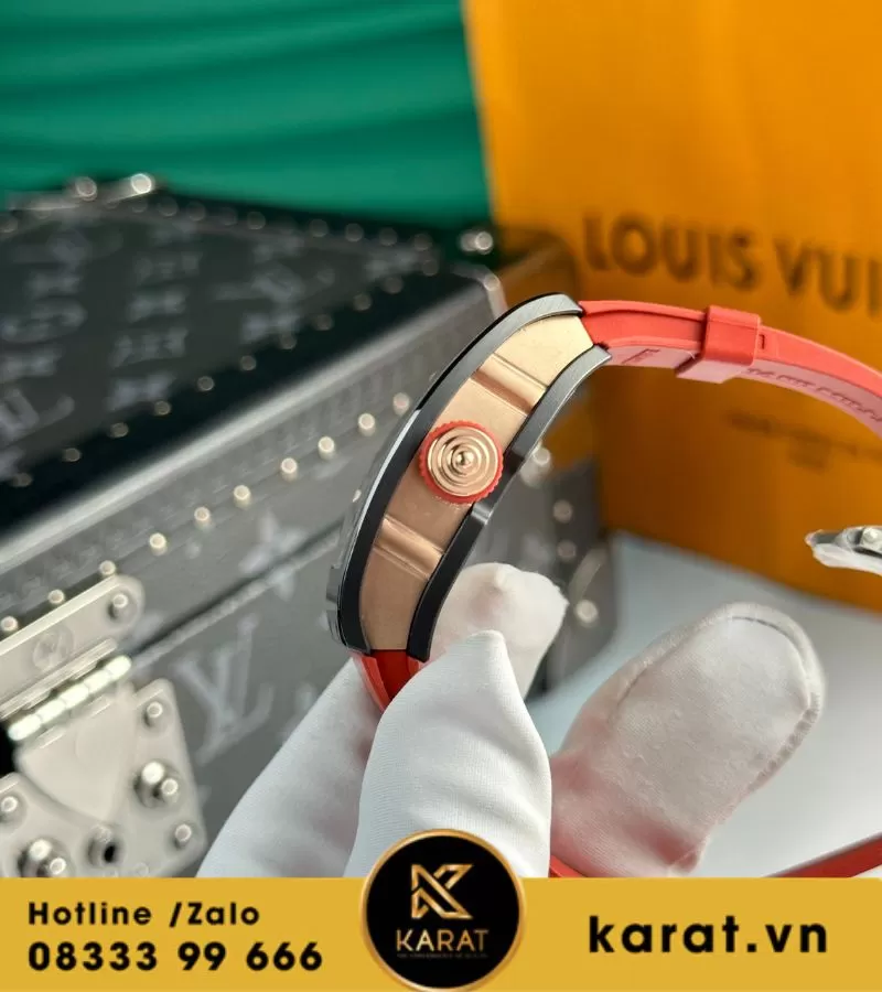 Đồng hồ nữ Richard mille RM 07-01 black ceramic red strap replcia - Ảnh 4