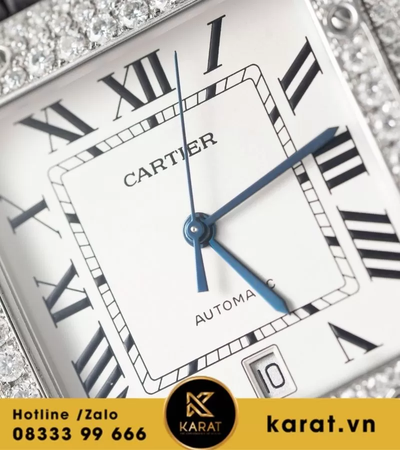 Đồng hồ Cartier Santos de cartier Size 39.8mm custom full moissanite - Ảnh 8