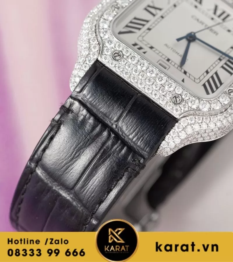 Đồng hồ Cartier Santos de cartier Size 39.8mm custom full moissanite - Ảnh 6