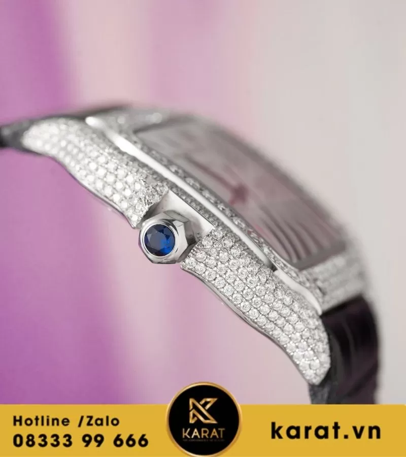 Đồng hồ Cartier Santos de cartier Size 39.8mm custom full moissanite - Ảnh 5
