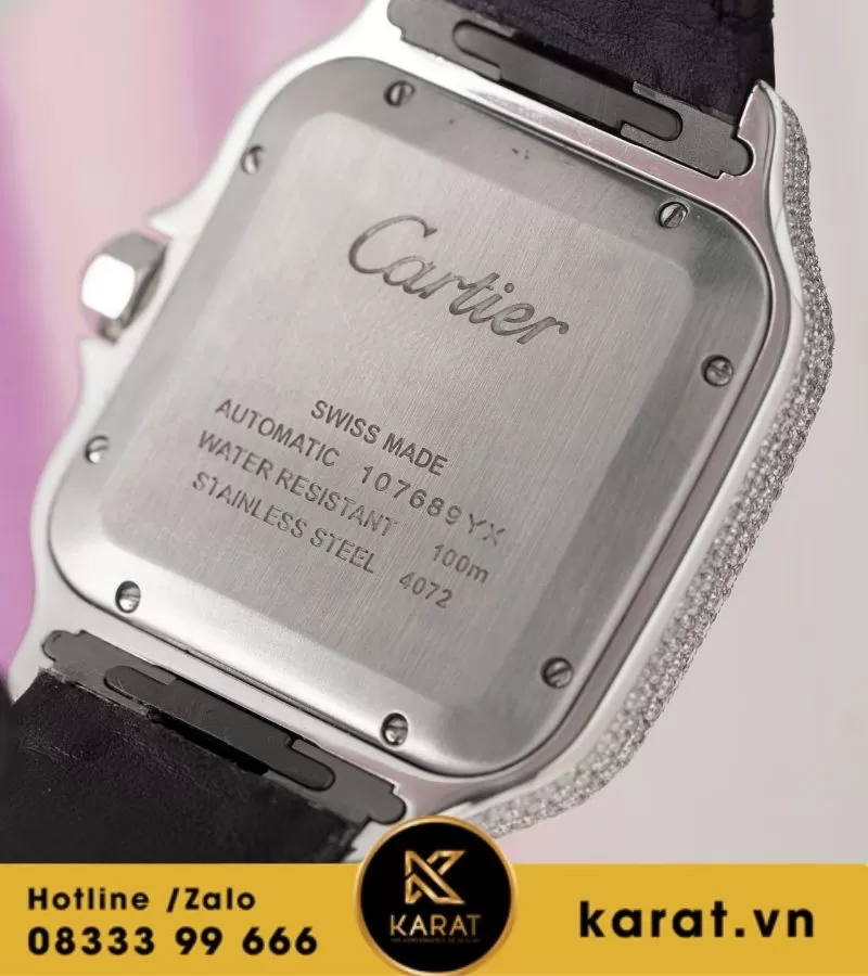 Đồng hồ Cartier Santos de cartier Size 39.8mm custom full moissanite - Ảnh 3