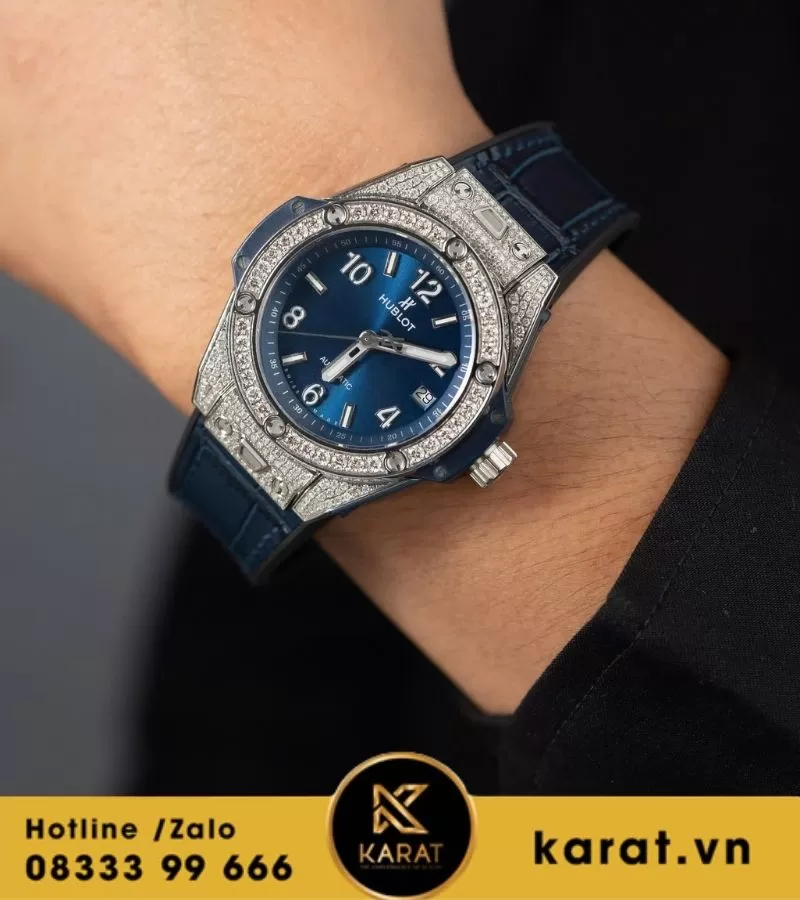 Hublot Bigbang One Click Steel Pave 39mm Blue Navy custom diamond - Ảnh 13