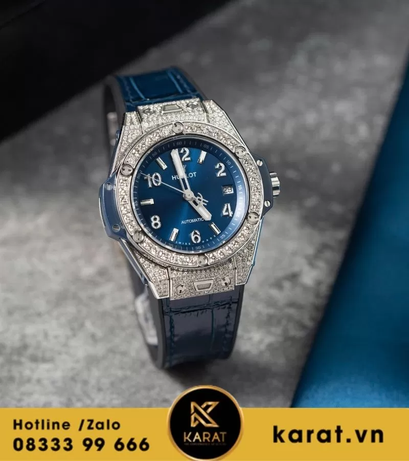 Hublot Bigbang One Click Steel Pave 39mm Blue Navy custom diamond - Ảnh 11