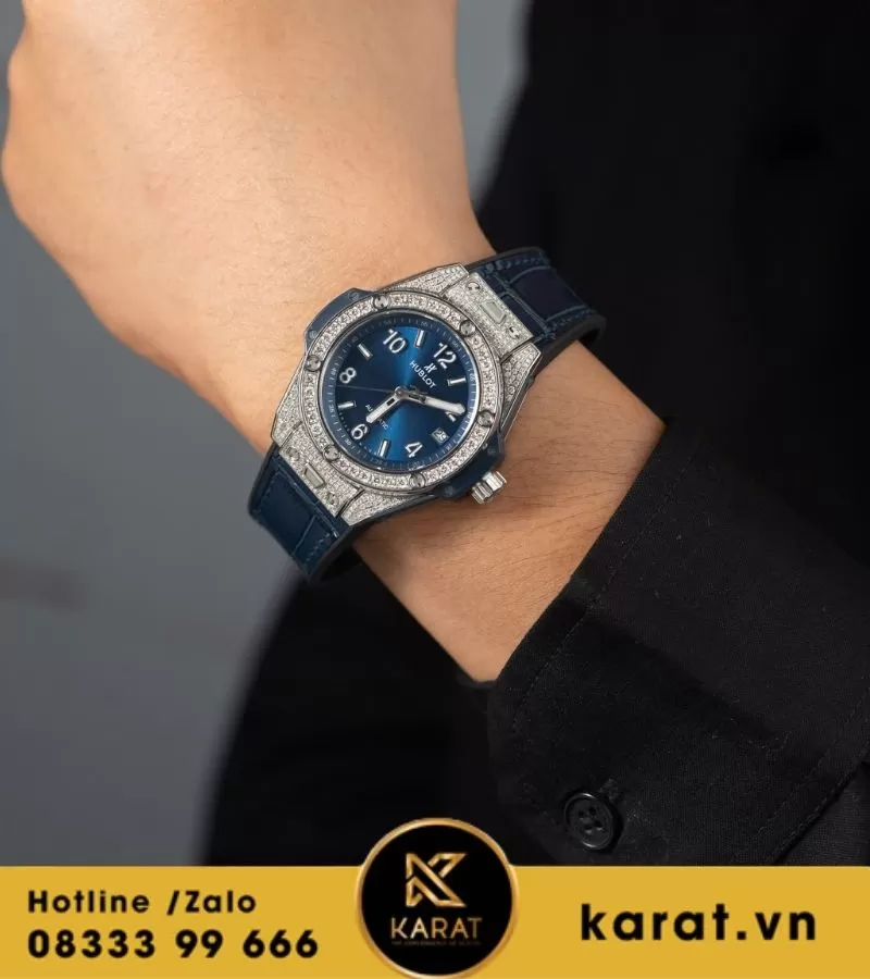 Hublot Bigbang One Click Steel Pave 39mm Blue Navy custom diamond - Ảnh 9