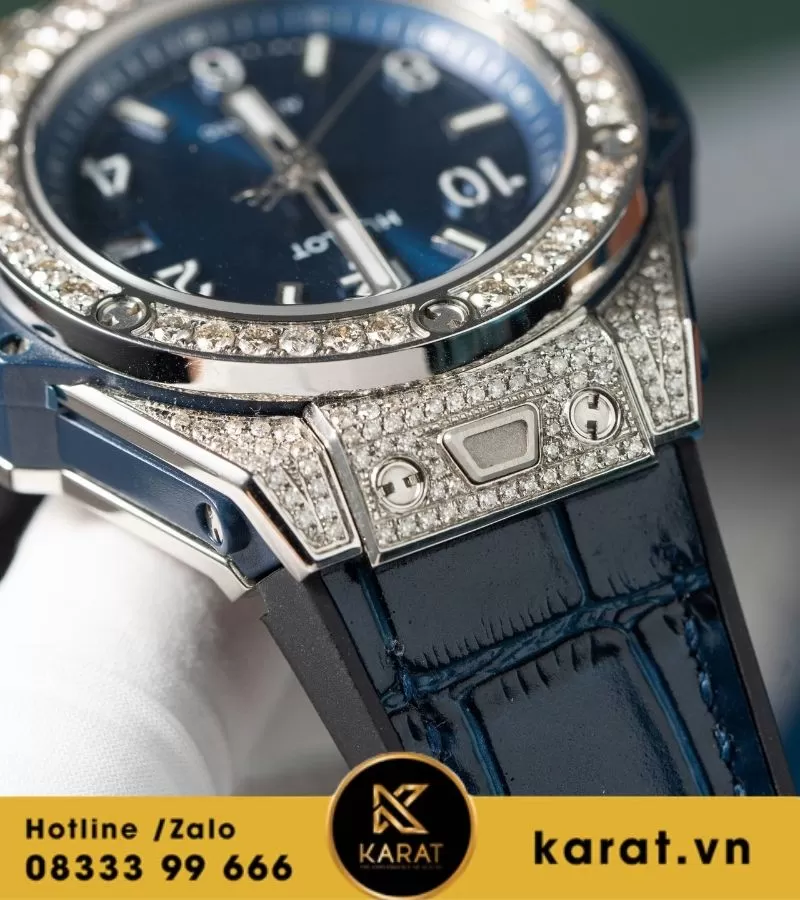 Hublot Bigbang One Click Steel Pave 39mm Blue Navy custom diamond - Ảnh 8