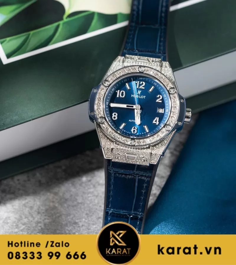 Hublot Bigbang One Click Steel Pave 39mm Blue Navy custom diamond - Ảnh 6
