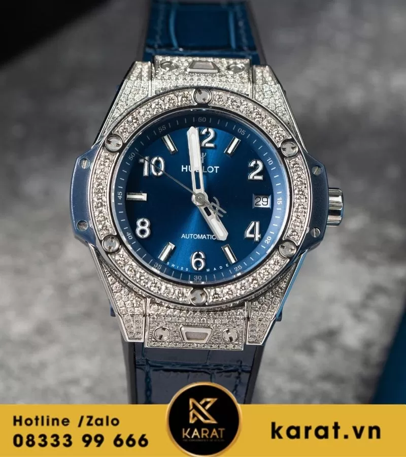 Hublot Bigbang One Click Steel Pave 39mm Blue Navy custom diamond - Ảnh 5