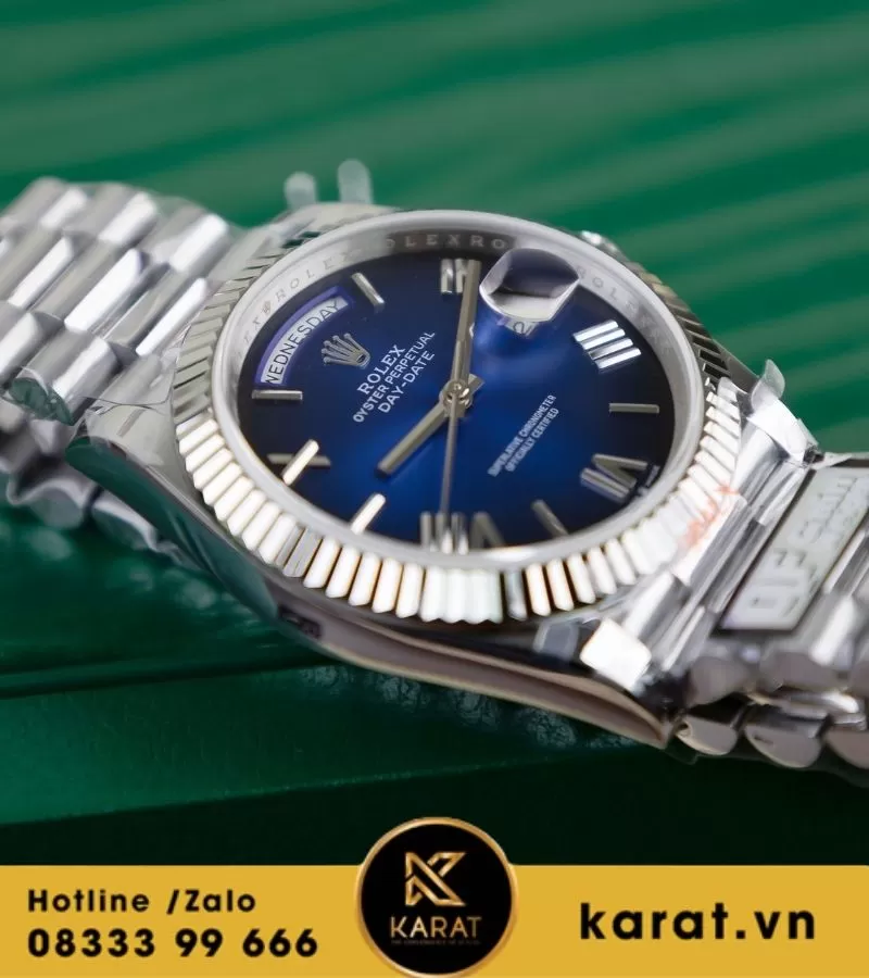 Đồng Hồ Rolex Day-Date M128239-0063 128239-0063 Vàng Trắng 18ct Màu Xanh Dương Ombre fake - Ảnh 8