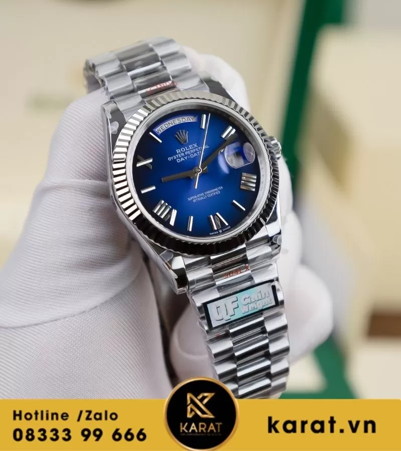 Đồng Hồ Rolex Day-Date M128239-0063 128239-0063 Vàng Trắng 18ct Màu Xanh Dương Ombre fake - Ảnh 6