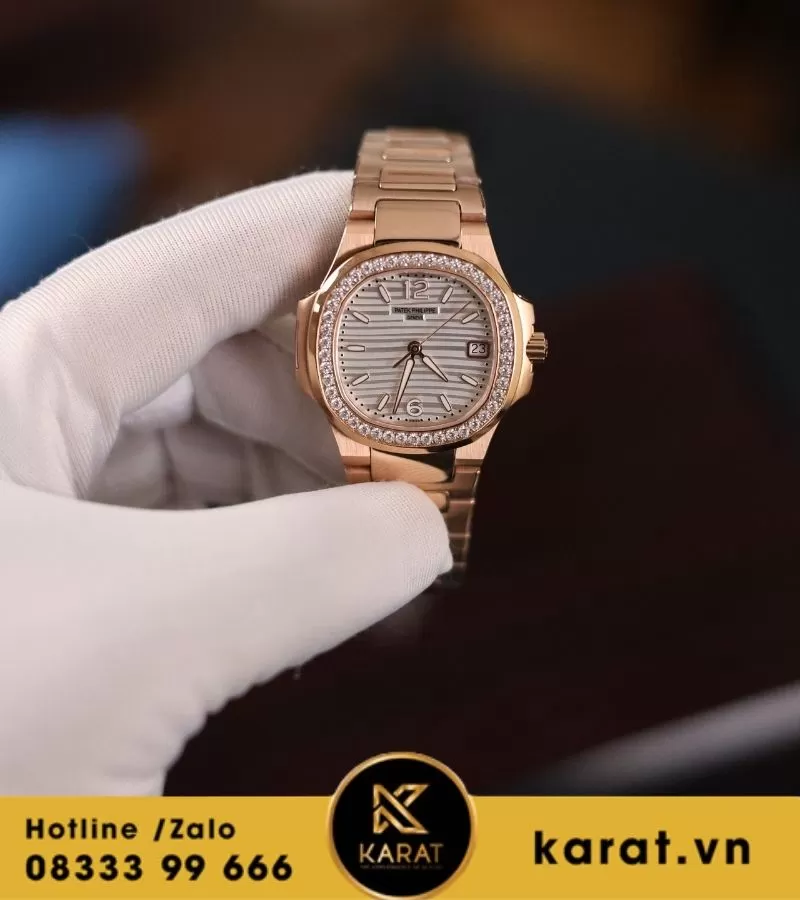 Đồng hồ Patek Philippe Nautilus 7010/1R vàng hồng mặt trắng rep 11 - Ảnh 4
