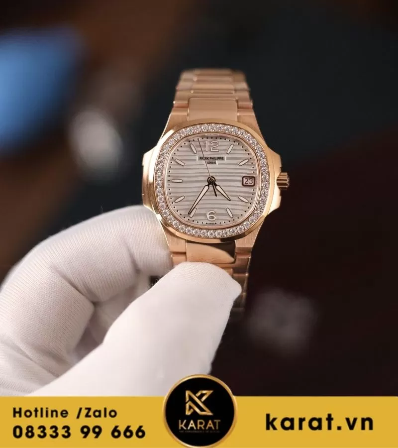 Đồng hồ Patek Philippe Nautilus 7010/1R vàng hồng mặt trắng rep 11 - Ảnh 3