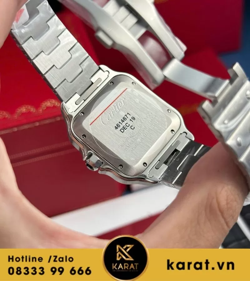 Đồng hồ Cartier Santos de Cartier new 2024 mặt số nâu chải tia sunray - Ảnh 6