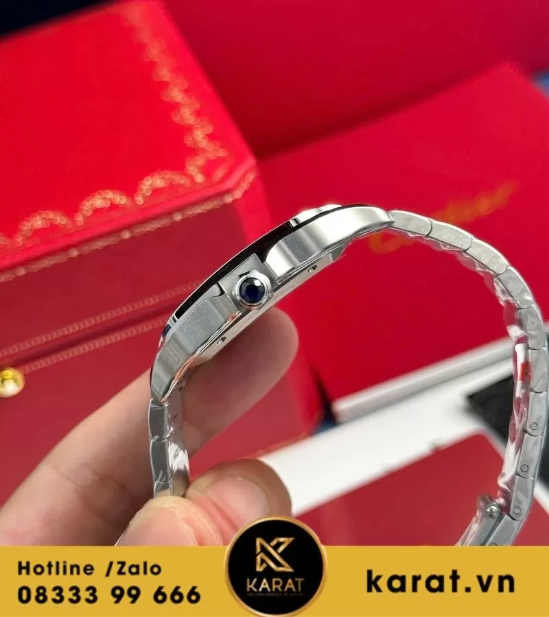 Đồng hồ Cartier Santos de Cartier new 2024 mặt số nâu chải tia sunray - Ảnh 5