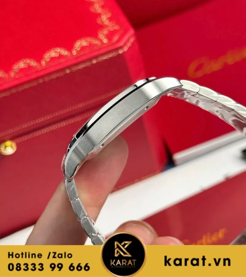Đồng hồ Cartier Santos de Cartier new 2024 mặt số nâu chải tia sunray - Ảnh 4