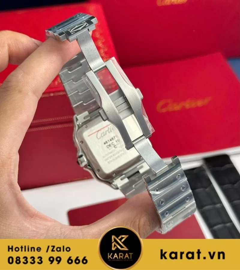 Đồng hồ Cartier Santos de Cartier new 2024 mặt số nâu chải tia sunray - Ảnh 3