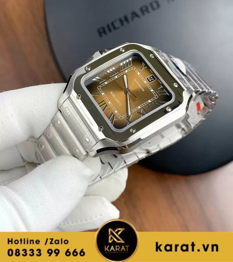 Đồng Hồ Cartier Santos De Cartier WSSA0064 mặt nâu replica - Ảnh 6