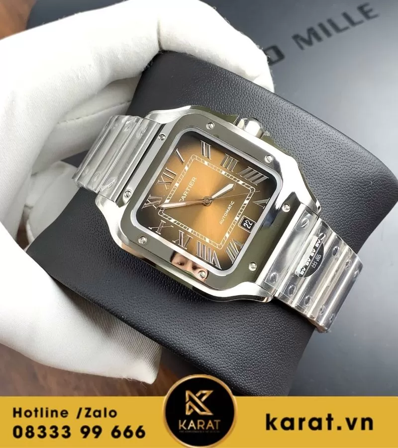 Đồng Hồ Cartier Santos De Cartier WSSA0064 mặt nâu replica - Ảnh 5