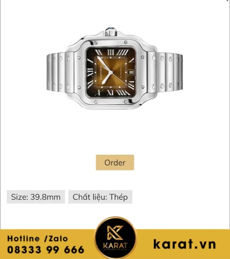 Đồng Hồ Cartier Santos De Cartier WSSA0064 mặt nâu replica - Ảnh 3