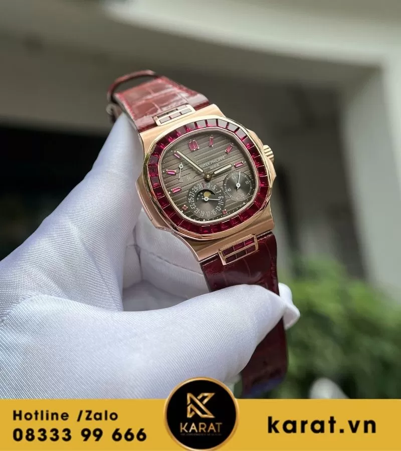Đồng hồ Patek Philippe Nautilus 5724 ruby bọc vàng replica - Ảnh 7