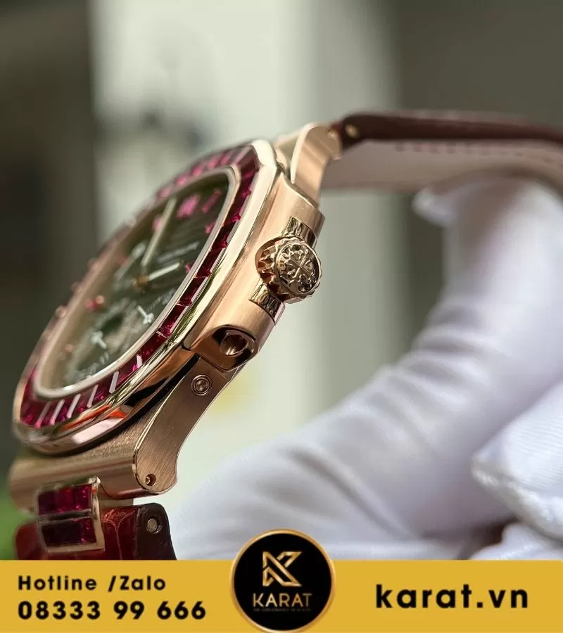 Đồng hồ Patek Philippe Nautilus 5724 ruby bọc vàng replica - Ảnh 5