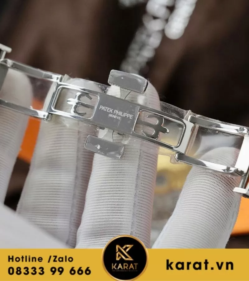 Đồng hồ PATEK PHILIPPE AQUANAUT CHRONOGRAPH 5968A-001 mặt đen dây cam replica - Ảnh 4