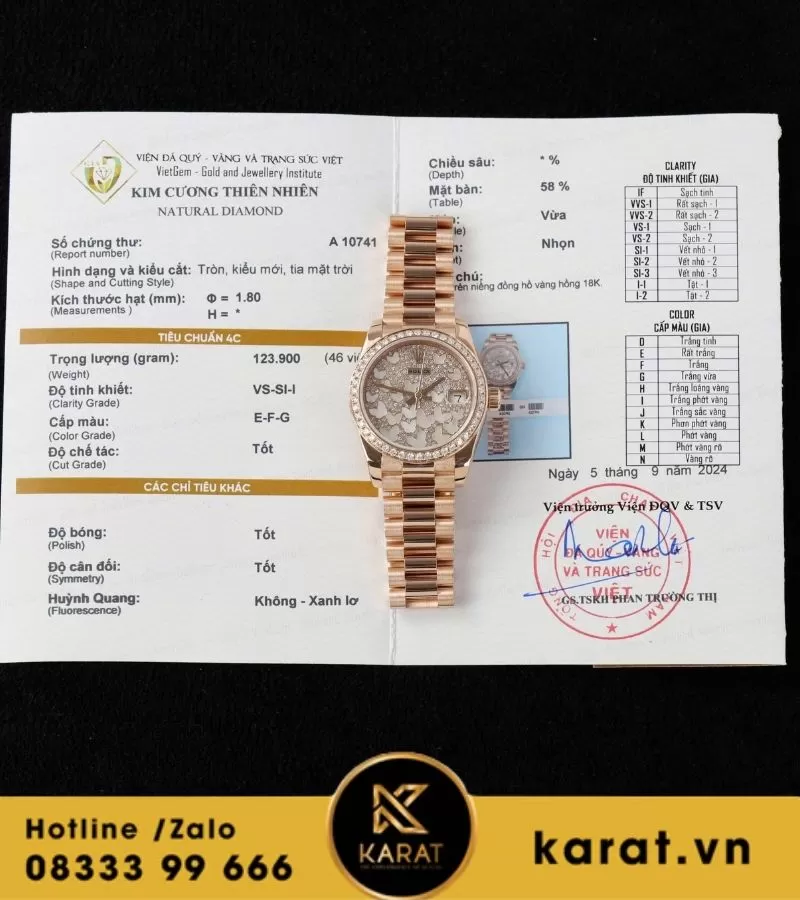 Đồng hồ Rolex Datejust 278285RBR chế tác vàng hồng nguyên khối kim cương thiên nhiên - Ảnh 11